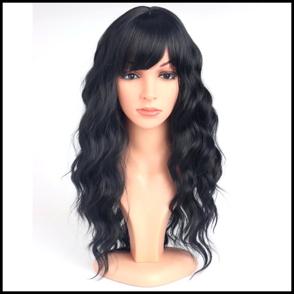 Synthetic Wavy Wig with Bangs Glueless Heat Resistant Long Hair Party Wear main image 7